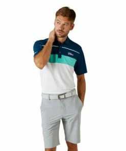 Oscar Jacobson Dodman Polo (White & Aqua) 8 Oscar Jacobson Dodman Polo (White & Aqua) -Golf Balls & Accessories Sales Shop Aqua Polo 3 450x450 1