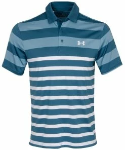 Mens Under Armour Playoff 3.0 Striped Polo (Static Blue)