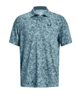 Mens Under Armour Playoff 3.0 Printed Polo (Stillwater/Static Blue)