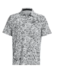 Mens Under Armour Playoff 3.0 Printed Polo (White/Black)