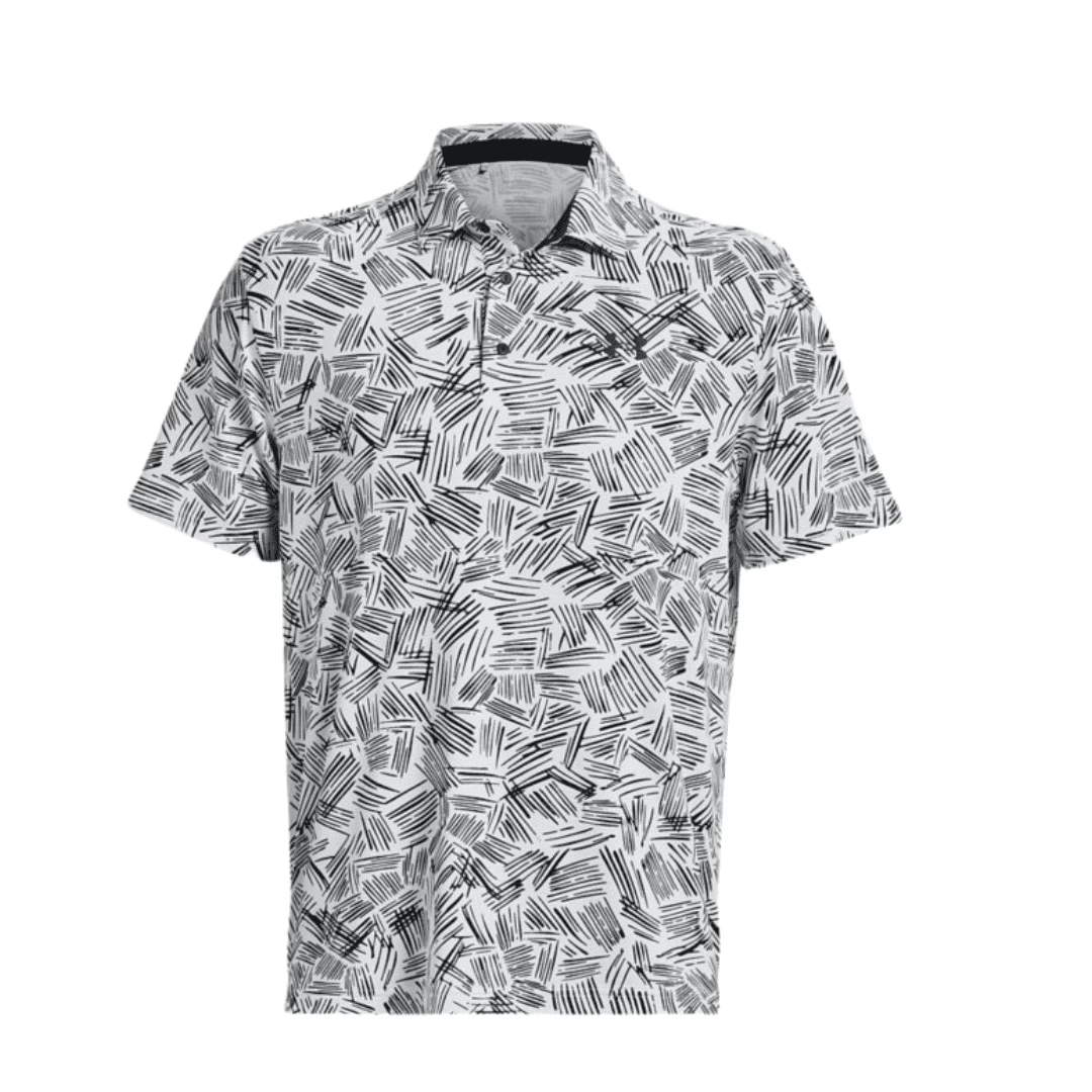 Mens Under Armour Playoff 3.0 Printed Polo (White/Black) 3 Mens Under Armour Playoff 3.0 Printed Polo (White/Black)
