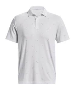 Mens Under Armour Playoff 3.0 Printed Polo (White/Static Blue)