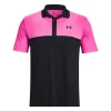Mens Under Armour Performance 3.0 Colourblock Polo (Black/Rebel Pink)