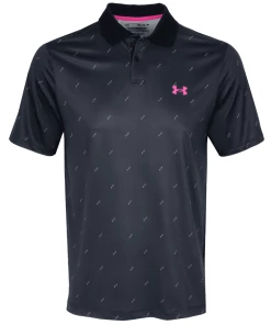 Mens Under Armour Performance 3.0 Deuces Polo (Black/Rebel Pink)
