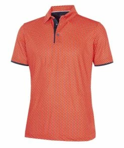 Galvin Green Mark Breathable Short Sleeve Shirt (Orange/Navy)