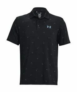 Mens Under Armour Playoff 3.0 Printed Polo (Black/lime)