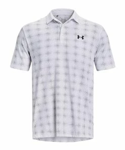 Mens Under Armour Playoff 3.0 Printed Polo (White/Navy)