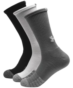 Under Armour HeatGear Crew Sock 3Pk (White, Grey & Black)