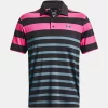 Mens Under Armour Playoff 3.0 Striped Polo (Black / Rebel Pink) -Golf Balls & Accessories Sales Shop po3002a